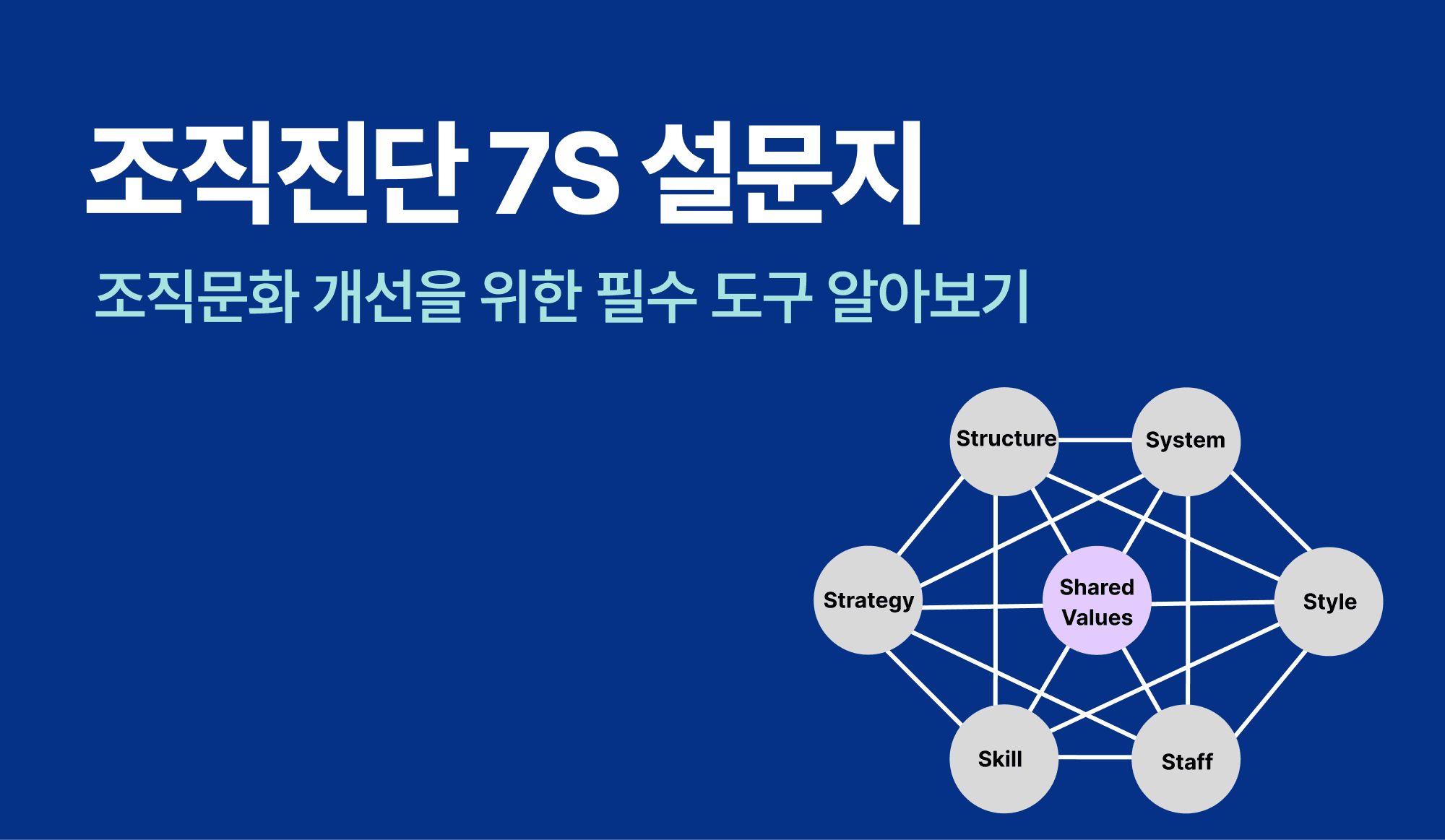 조직진단 7S 설문지의 구조를 표현한 인포그래픽.
